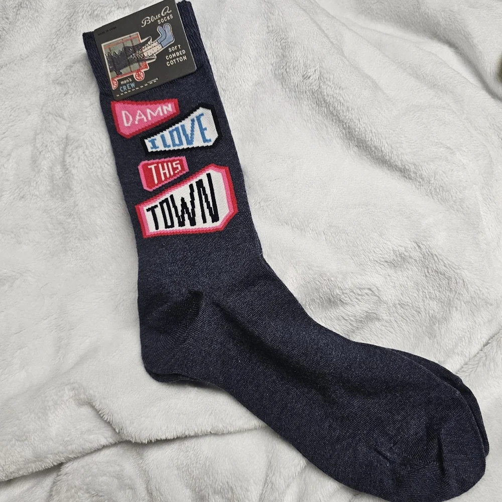 Blue Q Damn I Love This Town Men's Crew Socks